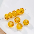 12mm amber lampwork glass bead with wave texture and transparent faceted finish - (1 Piece) / Amber Irregular (37#)