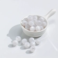 Translucent white round beads with iridescent luster for DIY jewelry making - 10 Beads / 12mm Streamer White