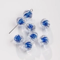 Blue spiral glass beads with transparent swirl texture for DIY jewelry making - 13# Royal Blue Swirl (10mm)