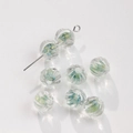 DIY lampwork glass beads with teal blue spiral texture and faceted transparent finish - 14# Blue Green Vortex (10mm)