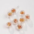 Flat round lampwork glass beads with orange and red spiral patterns for DIY jewelry - 19# Orange Red Purple Ripple (10mm)