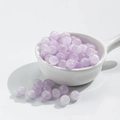Lavender cat eye glass beads for DIY jewelry making in a ceramic spoon - 10 Beads / 8mm / Gold Foil Purple