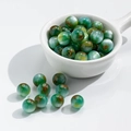 10mm green and amber gradient resin beads for DIY jewelry making in ceramic bowl - 10mm Jade Flower Light Mountain