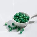 Polished 8-10mm green cat-eye beads with gold foil swirls for DIY jewelry making - 8mm Gilded Deep Green