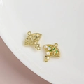 Golden alloy bamboo fan pendants with white pearls and green enamel for DIY jewelry - Gold Hollow Branch Style (4#)