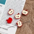 Σετ 5 χαντρών DIY σε σχήμα μήλου με κάθετες τρύπες για κατασκευή κοσμημάτων - 1 Τεμάχιο / Κόκκινο Μήλο