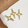 Trois breloques en métal doré en forme d'étoile à quatre branches pour bijoux DIY - Individuel / Or