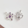 Ciondolo a fiore in argento con cristalli viola per collane e bracciali fai-da-te - Base Argentata Con Piedra Viola (17#)