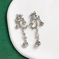 Boucles d'oreilles pampilles en argent avec fleurs et zircons sur céramique - Vigne Blanc Clair (4#)