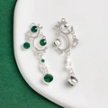 Orecchini a forma di vite argentati con cristalli verde smeraldo in stile vintage - Stile Vite Pietra Tonda Verde Scuro (5#)
