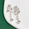 Pendenti per orecchini a forma di vite argentata con zirconi e accenti decorativi - Stile Vite Pietra Tonda Chiara (8#)