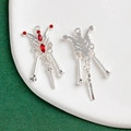 Ciondolo gotico in lega d'argento con zircone rosso e ali per creare gioielli - Stile Ala Gotica Rossa (10#)