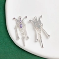 Ciondolo gotico in lega d'argento con zircone viola e nappe per gioielli fai-da-te - Stile Ala Gotica Viola (11#)