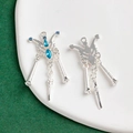 Ciondolo farfalla in lega d'argento con zirconi blu e dettagli di nappe metalliche - Stile Nappa Farfalla Blu (13#)