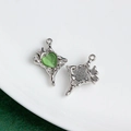 Silver alloy cross star pendant with green heart resin stone and zircon inlay - Silver Base - Green Stone