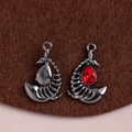 Gun black scorpion tail pendants with red pear-cut zircon for DIY jewelry making - Gun Black with Red Rhinestone