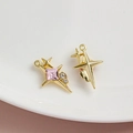 Golden star pendant with pink gemstone and small diamonds for jewelry making - Gold/Pink Zirconia