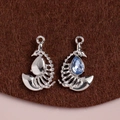 Silver scorpion pendant with blue zircon drop gemstone for DIY jewelry making - Silver Plated Blue Zirconia