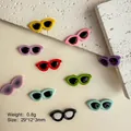 Abalorios de gafas de corazón en resina de colores para manualidades y accesorios - 10 Unidades/Paquete (Colores mezclados al azar) / Estilo Ovalado Pequeño (kp6589)