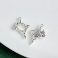 Silver cross heart pendant with sparkling crystals and resin inlay for jewelry DIY - Silver Base - Clear Glitter Style