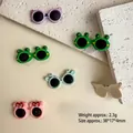 Miniature resin heart animal glasses for DIY crafts with cat and frog designs - 10 Pieces/Pack (Random Mixed Colors) / Animal Style (kp6589)