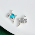 Irregular silver pendant set with blue heart cat-eye stone and grey resin inlay - Silver Base - Blue/Gray Stone