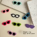 Colorful resin heart glasses DIY charms, 40x15mm mini doll accessories in assorted colors - 10 Pieces/Pack (Random Mixed Colors) / Oval Style (kp6589)
