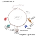 Meeres-Armband aus Edelstahl mit Öl-Tropfen-Anhängern wie Oktopus und Seestern - Ozean-Serie Charm-Stil (E148) / Stahlfarben