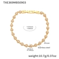 Détails du bracelet en acier inoxydable doré avec zircons et mesures des maillons - Bracelet Rond Zirconia Or 19cm