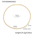 Dimensions détaillées du collier en acier doré et zircon indiquant la taille et le poids - Collier Rond Zirconia Or 44cm