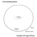Collier tennis en acier inoxydable argenté avec zircons étincelants et fermoir boucle - Collier Rond Zirconia Argent 44cm