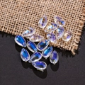 DIY teardrop glass bead charms with gradient blue and purple AB coating finish - 20 Pieces Set / Rainbow