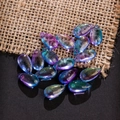 DIY colorful gradient waterdrop glass beads with golden glitter for hairpins - 20 Pieces Set / Gradient Purple Blue Gold Dust