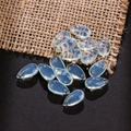 Light blue gradient water drop glass petals for DIY ancient style hair accessories - 20 Pieces Set / Opal White
