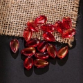Red gradient glass teardrop petal beads with gold glitter for DIY hair pins - 20 Pieces Set / Red Gold Powder