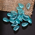 Blue translucent teardrop glass beads with pre-drilled holes for DIY jewelry making - 20 Pieces Set / Teal