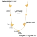 Detail of 18k gold plated stainless steel heart pendant necklace with dimension markings - Long Heart Pendant Necklace / 102+5cm / Gold