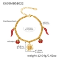 Detailed size specifications for 18k gold plated chili and sun charm beaded bracelet - Gold (E699-16+5cm)