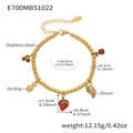 Detail of 18k gold plated stainless steel bracelet with colorful fruit charms and zircon - Gold (E700-16+5cm)