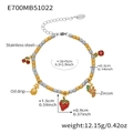 18k gold plated stainless steel bead bracelet with tropical fruit charms and zircons - Mixed Color (E700-16+5cm)