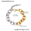 Detail of two-tone stainless steel Cuban chain bracelet with dimensions and lobster clasp - TXE465-Mixed Color Bracelet / 18.5+6cm
