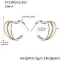 Triple layer heart-shaped drop earrings in gold and silver stainless steel - Three-layer Heart Style (F753A) / Two-tone (Gold & Silver)