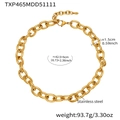 Detail of 18k gold plated chunky stainless steel chain necklace with lobster clasp closure - TXP465-Gold Necklace / 42.5+6cm