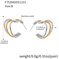Three-layer heart hoop earrings in two-tone gold and silver stainless steel finish - Three-layer Heart Style (F753B) / Two-tone (Gold & Silver)
