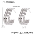 Minimalist silver triple-layered C-shape stainless steel earrings for women - Three-layer U-shape Style (F754) / Steel