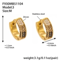 Gold-plated U-shaped earrings with three rows of gradient zircon stones for women - M / Black Zirconia (F930-3)