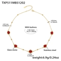 Dettagli della collana in acciaio placcato oro 18k con pietre rosse e misure - Collana d'oro con zircone rosso (TXP511)