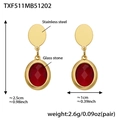 Detailed size parameters of 18k gold plated stainless steel red glass stone earrings - Red Faceted Stone Gold Earrings (TXF511)