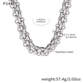 Polished silver stainless steel chunky chain necklace with 1.4cm width and 42.8cm length - Steel Necklace (P1441)
