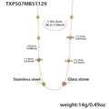 Especificaciones detalladas de tamaño para un collar de corazón dorado y piedras rosas - Collar Largo Rojo (TXP507)